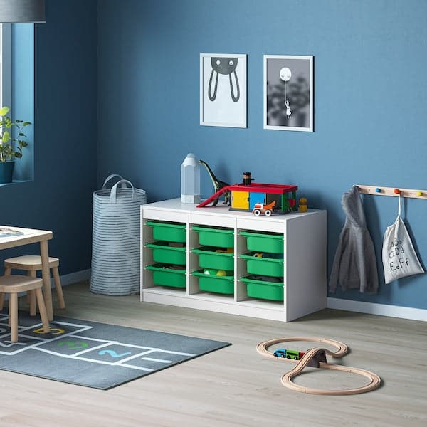 TROFAST - Storage combination with boxes, white/green, 99x44x56 cm - best price from Maltashopper.com 69331564