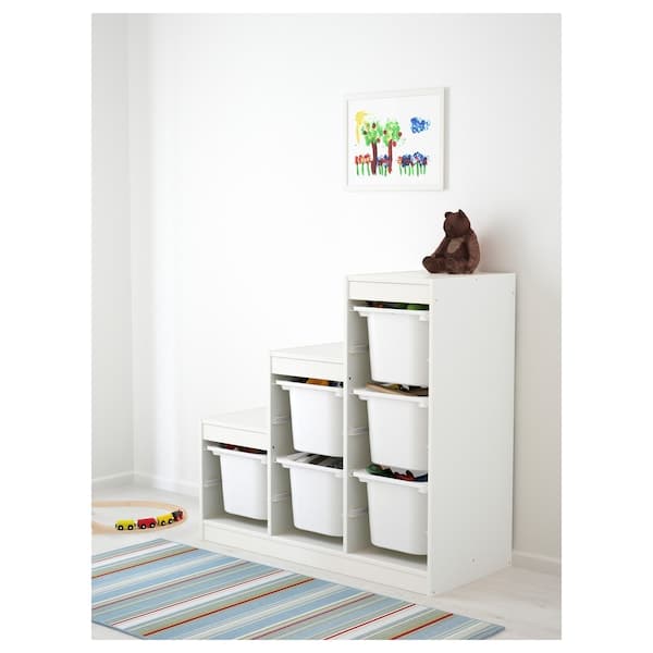 TROFAST - Storage combination with boxes, white, 99x44x94 cm - best price from Maltashopper.com 79533340