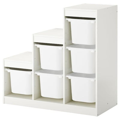 TROFAST - Storage combination with boxes, white, 99x44x94 cm - best price from Maltashopper.com 29042877