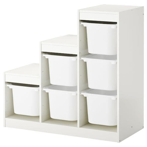 TROFAST - Storage combination with boxes, white, 99x44x94 cm