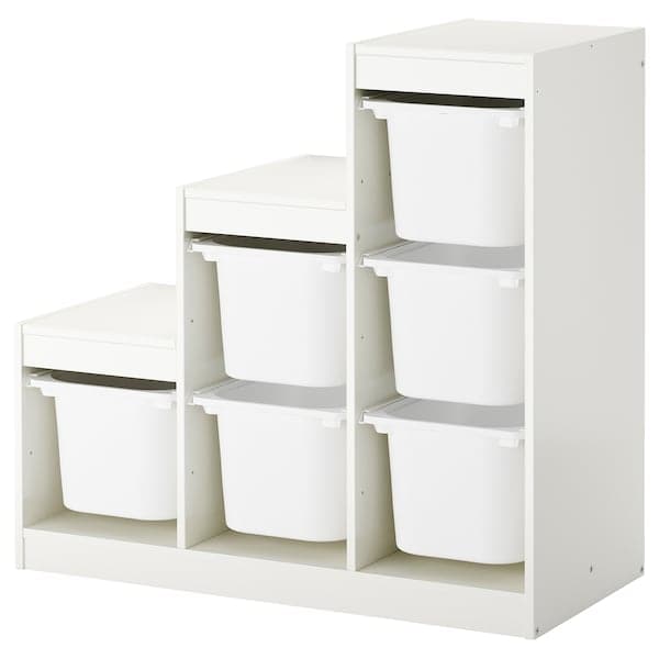 TROFAST - Storage combination with boxes, white, 99x44x94 cm - best price from Maltashopper.com 79533340