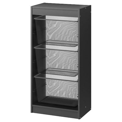 TROFAST - Storage combination with boxes, grey/dark grey, 46x30x94 cm - best price from Maltashopper.com 49515093