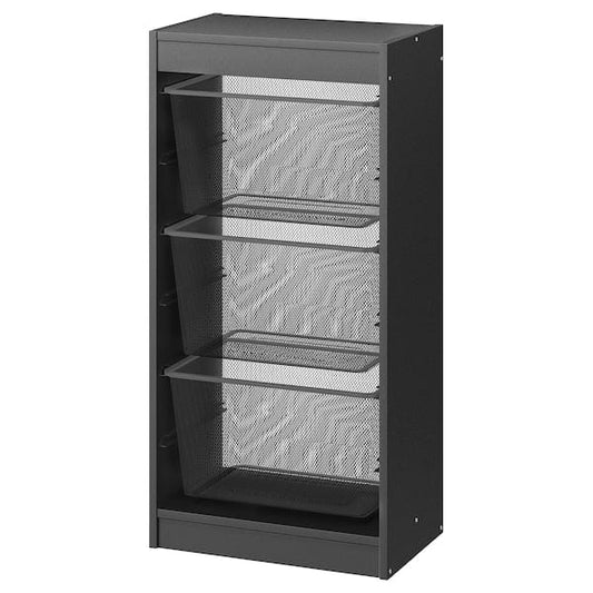 Ikea TROFAST - Storage combination with boxes, grey/dark grey, 46x30x94 cm