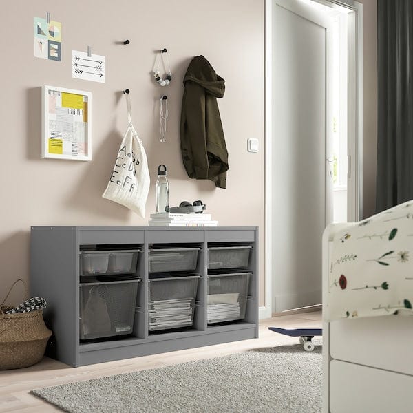 Ikea TROFAST - Storage combination with boxes, grey/dark grey, 99x44x56 cm