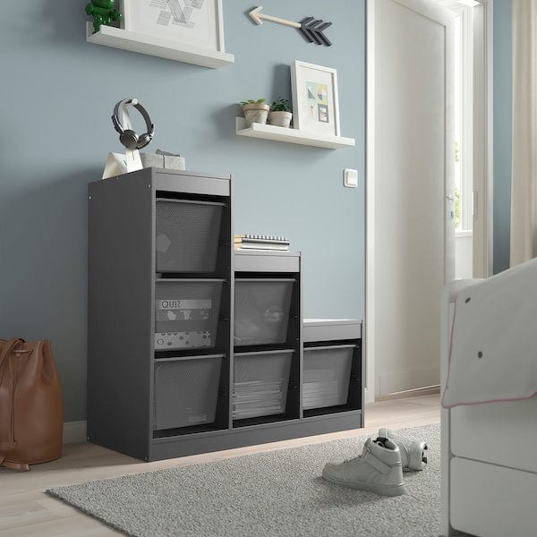 Ikea TROFAST - Storage combination with boxes, grey/dark grey, 99x44x94 cm