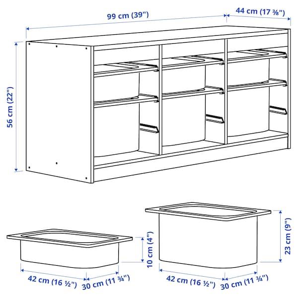 TROFAST - Storage combination with boxes, grey/dark grey, 99x44x56 cm