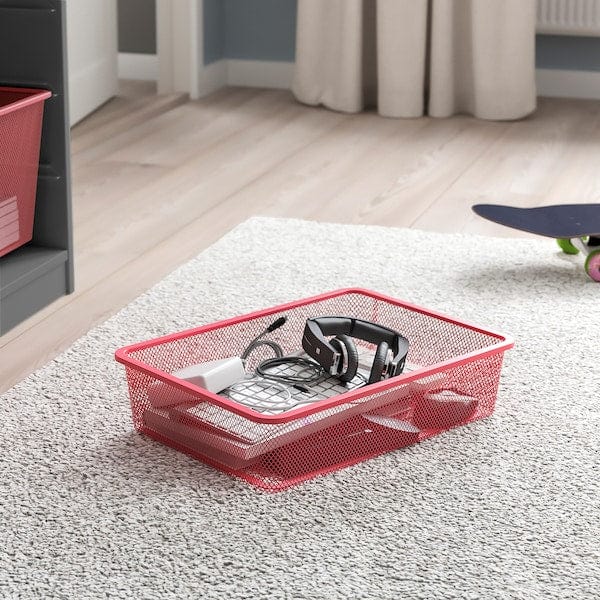 Ikea TROFAST - Storage combination with boxes, grey/light red, 99x44x56 cm