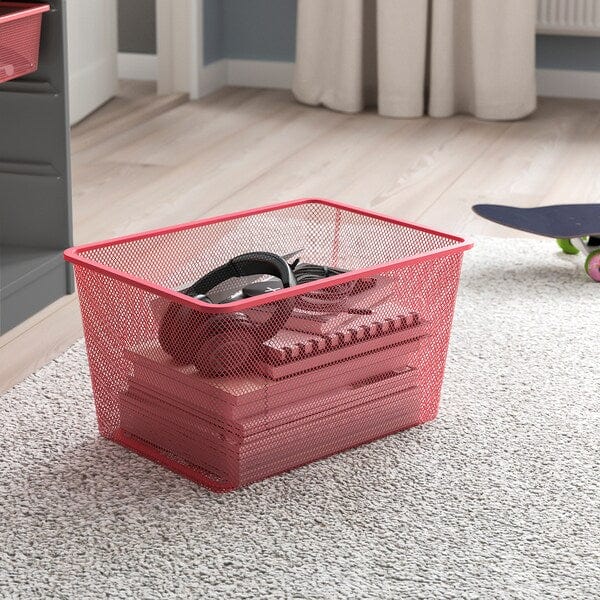 Ikea TROFAST - Storage combination with boxes, grey/light red, 46x30x94 cm