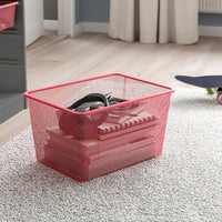 TROFAST - Storage combination with boxes, grey/light red, 99x44x56 cm