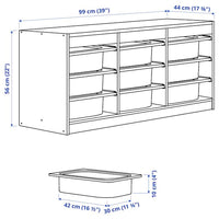 TROFAST - Storage combination with boxes, grey/light green-grey, 99x44x56 cm
