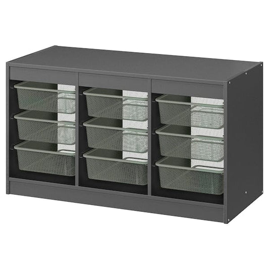 Ikea TROFAST - Storage combination with boxes, grey/light green-grey, 99x44x56 cm