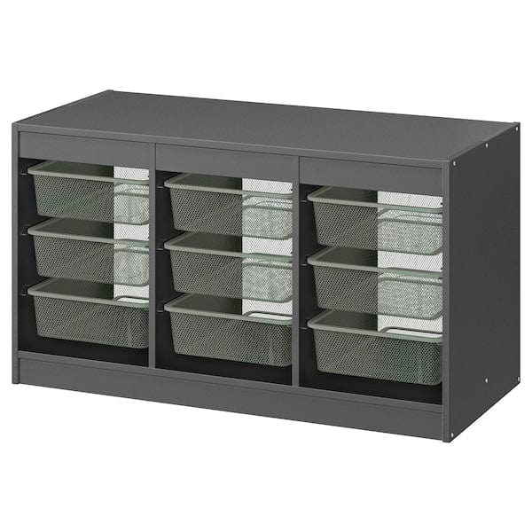Ikea TROFAST - Storage combination with boxes, grey/light green-grey, 99x44x56 cm