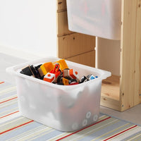 TROFAST - Storage combination with boxes, light white stained pine/orange, 44x30x91 cm - best price from Maltashopper.com 29335941