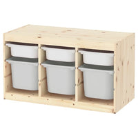 TROFAST - Storage combination with boxes, light white stained pine white/grey, 93x44x52 cm - best price from Maltashopper.com 39533323