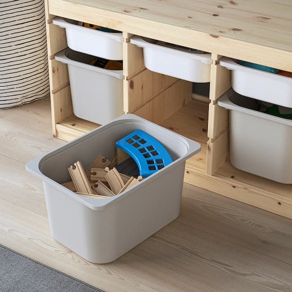 TROFAST - Storage combination with boxes, light white stained pine white/grey, 93x44x52 cm - best price from Maltashopper.com 09328649