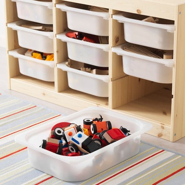Ikea TROFAST - Storage combination with boxes, light white stained pine white/pink, 93x44x52 cm