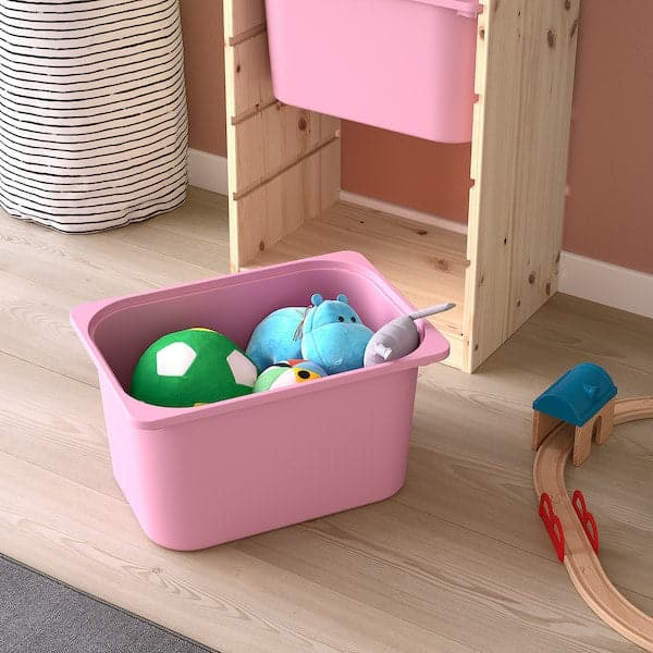 TROFAST - Storage combination with boxes, light white stained pine white/pink, 44x30x91 cm - best price from Maltashopper.com 19338054