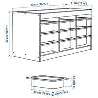 TROFAST - Storage combination with boxes, light white stained pine/white, 93x44x52 cm - best price from Maltashopper.com 19533215