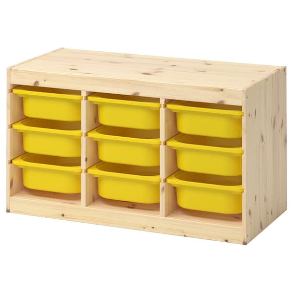 TROFAST - Storage combination with boxes, light white stained pine/yellow, 93x44x52 cm - best price from Maltashopper.com 59533322