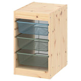 TROFAST storage combination with boxes, light white stained pine grey-blue/light green-grey, 32x44x52 cm