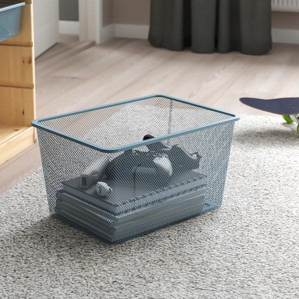 Ikea TROFAST - Storage combination with boxes, light white stained pine/grey-blue, 44x30x91 cm