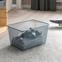 TROFAST - Storage combination with boxes, light white stained pine/grey-blue, 44x30x91 cm - best price from Maltashopper.com 79533236