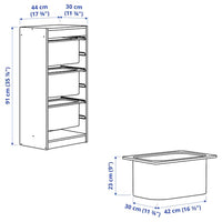 TROFAST - Storage combination with boxes, light white stained pine/grey-blue, 44x30x91 cm - best price from Maltashopper.com 79533236