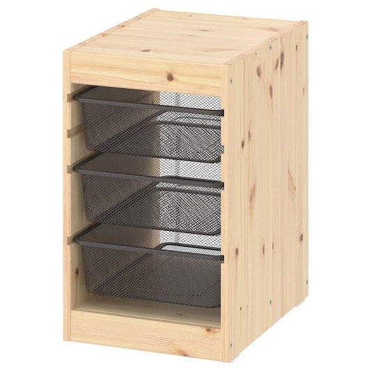TROFAST - Storage combination with boxes, light white stained pine/dark grey, 32x44x52 cm - best price from Maltashopper.com 19533197