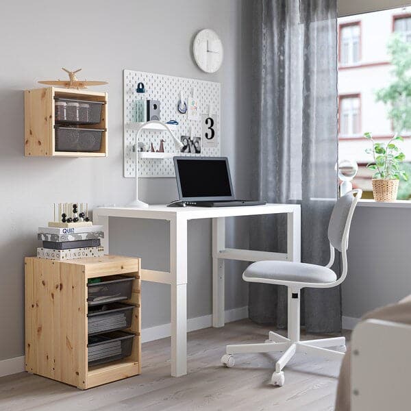 TROFAST - Storage combination with boxes, light white stained pine/dark grey, 32x44x52 cm - best price from Maltashopper.com 79525627