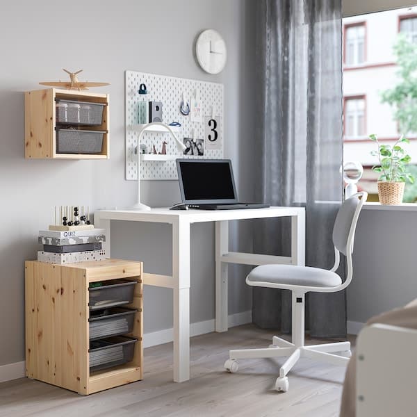 TROFAST - Storage combination with boxes, light white stained pine/dark grey, 32x44x52 cm - best price from Maltashopper.com 19533197