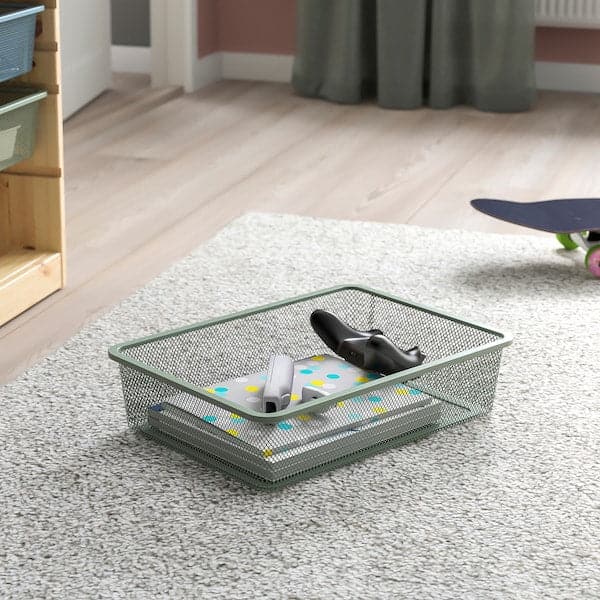 TROFAST - Storage combination with boxes, light white stained pine green-grey/grey-blue, 44x30x91 cm - best price from Maltashopper.com 29477488