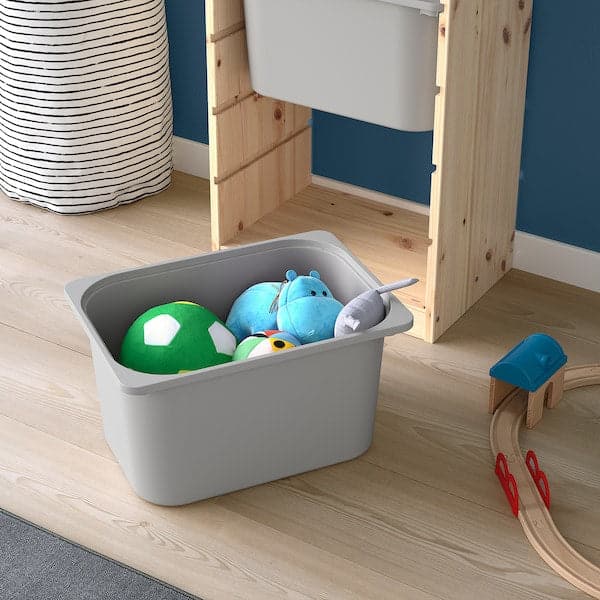 Ikea TROFAST - Storage combination with boxes, light white stained pine/grey, 44x30x91 cm