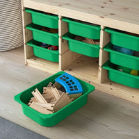 TROFAST - Storage combination with boxes, light white stained pine/green, 93x44x52 cm - best price from Maltashopper.com 59331550