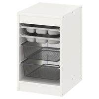 TROFAST - Storage combination w boxes/trays, white grey/dark grey, 34x44x56 cm - best price from Maltashopper.com 39480466