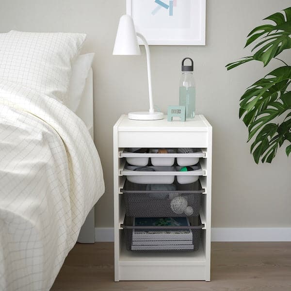 TROFAST - Storage combination w boxes/trays, white grey/dark grey, 34x44x56 cm - best price from Maltashopper.com 39480466