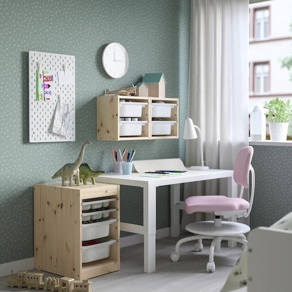 TROFAST - Storage combination w boxes/trays, light white stained pine grey/white, 32x44x52 cm - best price from Maltashopper.com 59533280