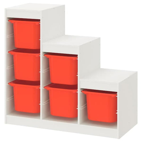 TROFAST - Storage combination, white/orange, 99x44x94 cm