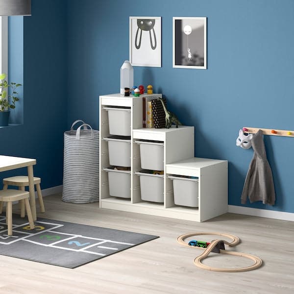 TROFAST - Storage combination, white/grey - Premium Furniture from Ikea - Just €116.99! Shop now at Maltashopper.com