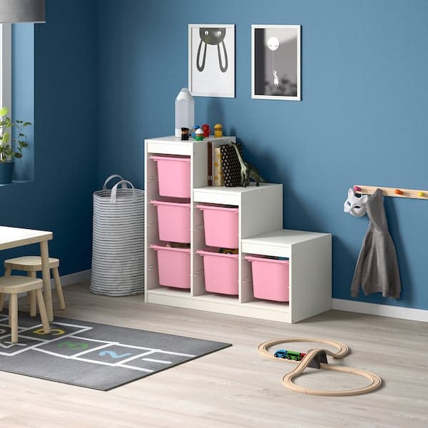 Ikea TROFAST - Storage combination, white/pink, 99x44x94 cm