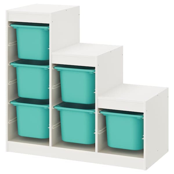 TROFAST - Storage combination, white/turquoise, 99x44x94 cm - best price from Maltashopper.com 19329380
