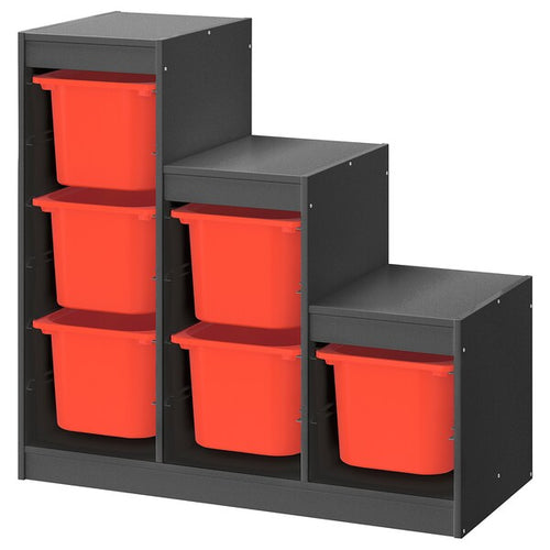 TROFAST - Storage combination, grey/orange, 99x44x94 cm