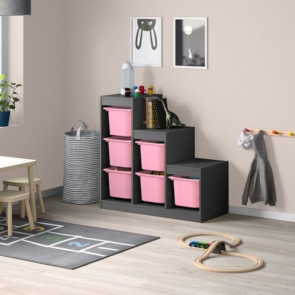 Ikea TROFAST - Storage combination, grey/pink, 99x44x94 cm