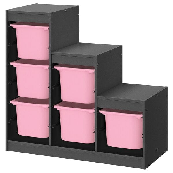 Ikea TROFAST - Storage combination, grey/pink, 99x44x94 cm
