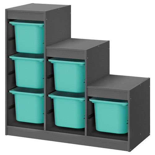 TROFAST - Storage combination, grey/turquoise, 99x44x94 cm