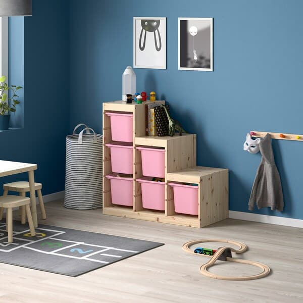 Ikea TROFAST - Storage combination, light white stained pine/pink, 94x44x91 cm