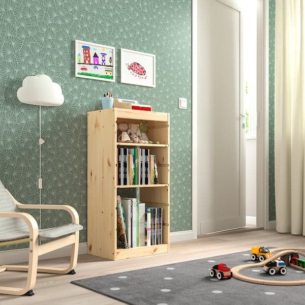 TROFAST - Storage combination with shelves, light white stained pine, 44x30x91 cm - best price from Maltashopper.com 49487684