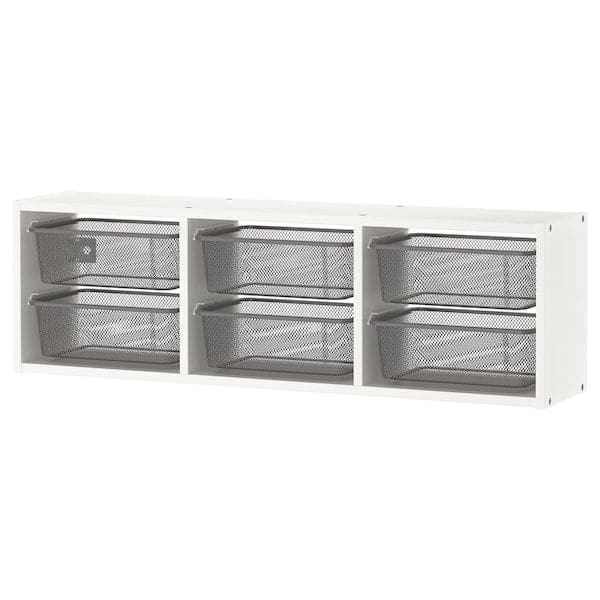 TROFAST - Wall storage, white/dark grey, 99x21x30 cm - best price from Maltashopper.com 79478193