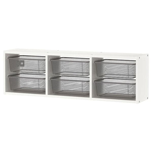 TROFAST - Wall storage, white/dark grey, 99x21x30 cm