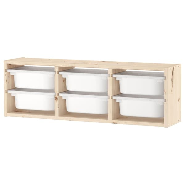 TROFAST - Wall storage, light white stained pine/white, 93x21x30 cm