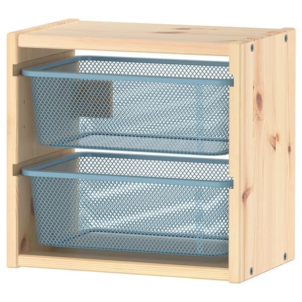 TROFAST - Wall element, pine with white/grey-blue stain, , 32x21x30 cm - best price from Maltashopper.com 49525596